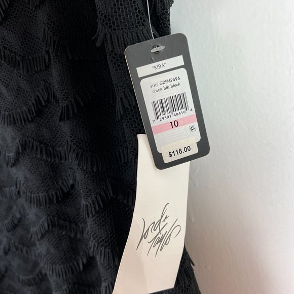 NWT Guess Black Kira Scalloped Eyelash Fringe Lace Dress LBD Size 10 NEW I991 - Picture 6 of 11